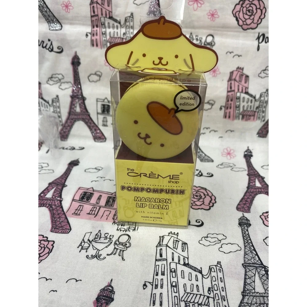 The Creme Shop Sanrio Pompompurin Macaron Lip Balm Caramel Pudding Limited Ed